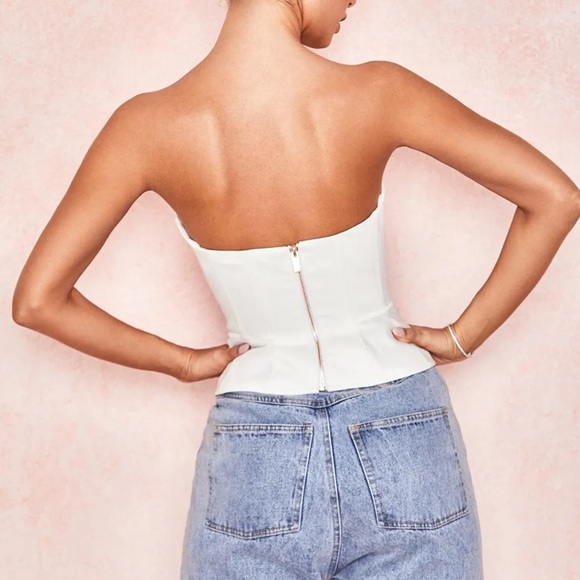 HOUSE OF CB 'Simone' White Satin Scallop Edge Corset/Size XL US 10-12/PC858 - Picture 2 of 5